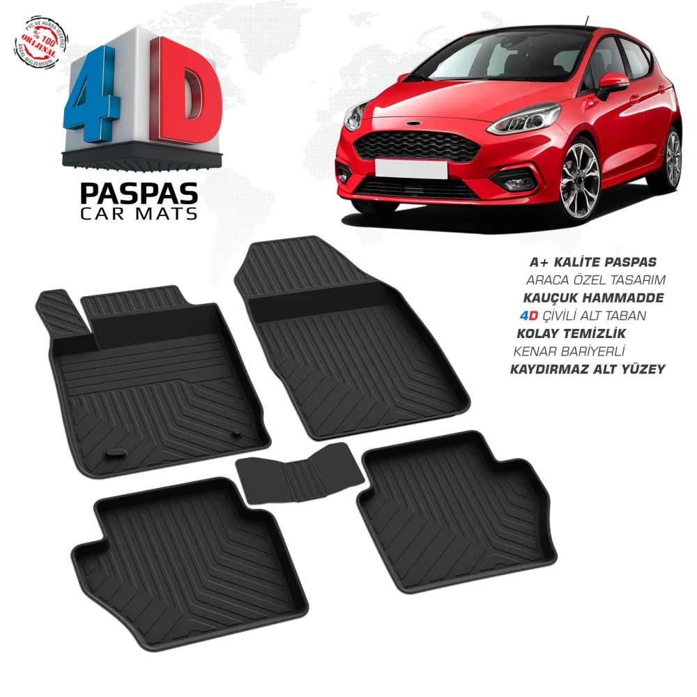 Ford Fiesta 4D Araca Özel Havuzlu Kauçuk Paspas 2017 ve Üzeri