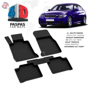 Bmw 3 Serisi E90 4D Araca Özel Havuzlu Kauçuk Paspas 2005-2012DRS Tuning kalitesiyle tanışın! Özel olarak BMW E90 model araçlar için üretilen bu ürün, otomobili