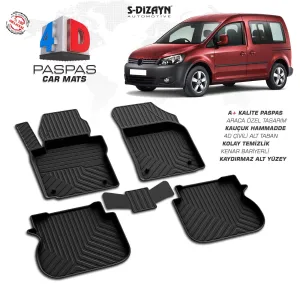 Caddy 4D Araca Özel Havuzlu Kauçuk Paspas 2004-2019