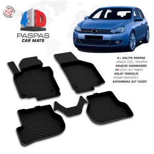 Golf 6 4D Araca Özel Havuzlu Kauçuk Paspas 2010-2013