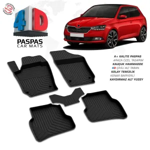 Skoda Fabia 4D Araca Özel Havuzlu Kauçuk Paspas 2018-2021DRS Tuning kalitesiyle tanışın! Özel olarak Skoda  model araçlar için üretilen bu ürün, otomobilinizin 