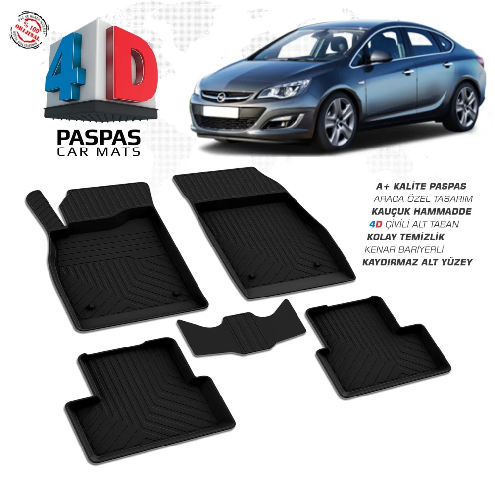 Opel Astra J SD 4D Araca Özel Havuzlu Kauçuk Paspas 2010 ve Üzeri