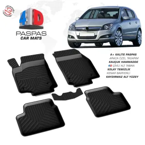 Opel Astra H HB 4D Araca Özel Havuzlu Kauçuk Paspas 2004 ve ÜzeriDRS Tuning kalitesiyle tanışın! Özel olarak Opel  model araçlar için üretilen bu ürün, otomobil