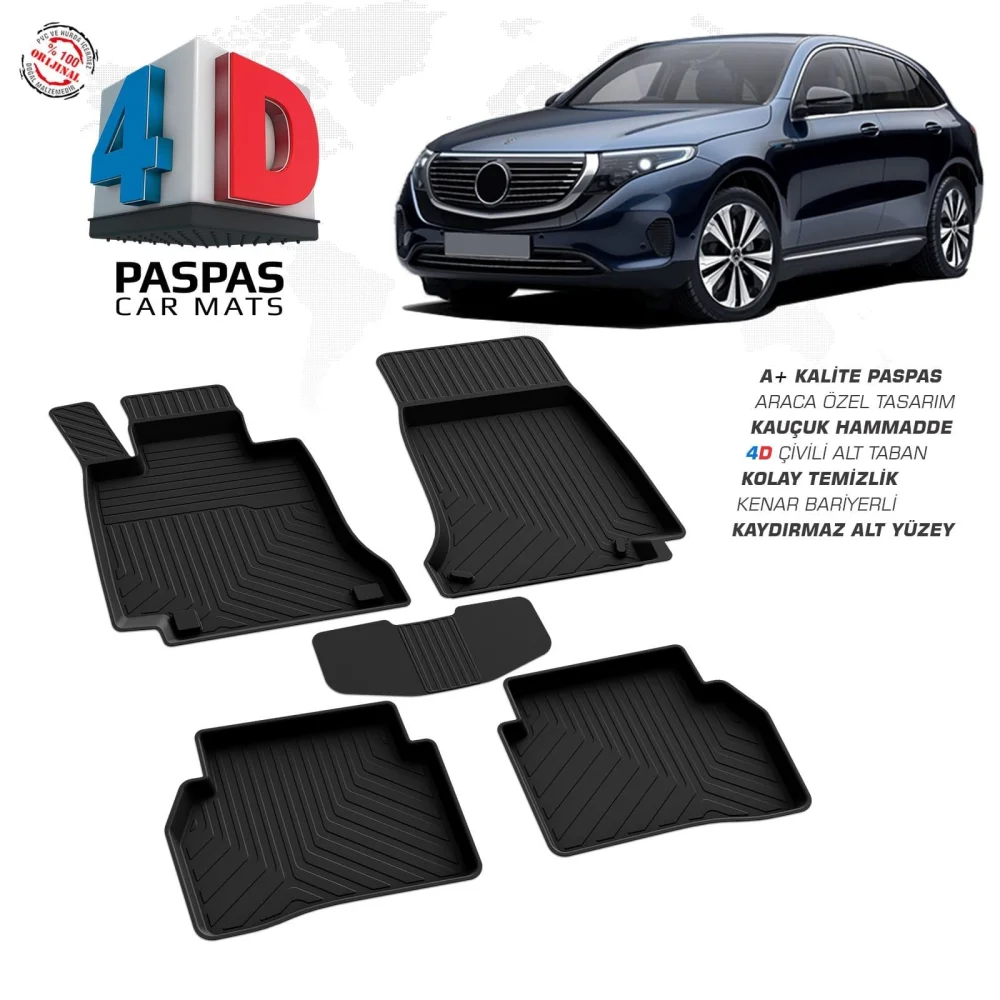 Mercedes EQC 4D Araca Özel Havuzlu Kauçuk Paspas 2019 Üzeri