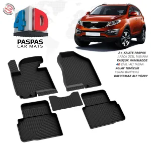 Kia Sportage 4D Araca Özel Havuzlu Kauçuk Paspas 2010-2016DRS Tuning kalitesiyle tanışın! Özel olarak Kia  model araçlar için üretilen bu ürün, otomobilinizin h