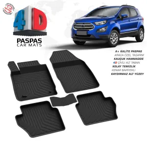 Ford Ecosport 4D Araca Özel Havuzlu Kauçuk Paspas 2018 Üzeri