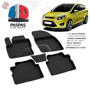 Ford C-Max 4D Araca Özel Havuzlu Kauçuk Paspas 2011 ve ÜzeriDRS Tuning kalitesiyle tanışın! Özel olarak Ford  model araçlar için üretilen bu ürün, otomobilinizi