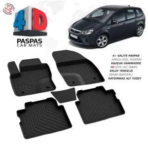 Ford C-Max 4D Araca Özel Havuzlu Kauçuk Paspas 2003-2010DRS Tuning kalitesiyle tanışın! Özel olarak Ford  model araçlar için üretilen bu ürün, otomobilinizin ha