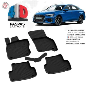 Audi A3 4D Araca Özel Havuzlu Kauçuk Paspas 2020 ÜzeriDRS Tuning kalitesiyle tanışın! Özel olarak Audi  model araçlar için üretilen bu ürün, otomobilinizin hatl