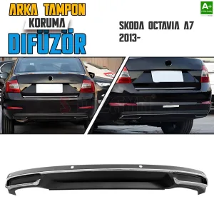 s-dizayn uyumlu Skoda Octavia A7 Arka Tampon Difüzör Egzozlu OEM Stil 2013 Üzeri A+ Kalite modelleri DRS Tuning'de. Kaliteli malzeme, hızlı kargo ve güvenli