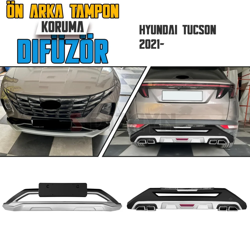 S-Dizayn Hyundai Tucson Ön ve Arka Tampon Koruma Difüzör Seti 2021 Üzeri A+ Kalite