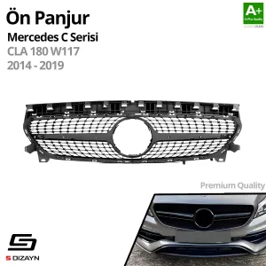 S-Dizayn Mercedes CLA180 W117 Ön Panjur Parlak Siyah Piano Black Diamond Model 2014-2019 thumb 2