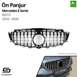 S-Dizayn Mercedes E-Class W213 Ön Panjur Parlak Siyah Piano Black GTR Model 2016-2020 thumb 2