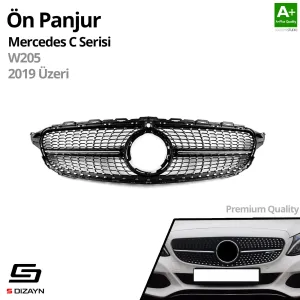 S-Dizayn Mercedes C-Class W205 Ön Panjur Parlak Siyah Piano Black Diamond Model 2019 Üzeri thumb 2