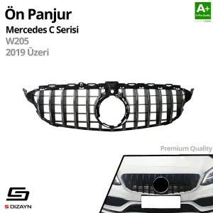 S-Dizayn Mercedes C-Class W205 Ön Panjur Parlak Siyah Piano Black GTR Model 2019 Üzeri thumb 2