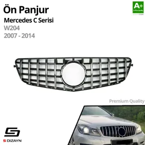 S-Dizayn Mercedes C-ClassW204 Ön Panjur Parlak Siyah Çerçeveli Krom AMG Model 2007-2014 thumb 2