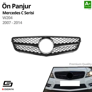 S-Dizayn Mercedes C-Class W204 Ön Panjur Parlak Siyah Piano Black AMG Model 2007-2014 thumb 2