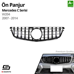 S-Dizayn Mercedes C-Class W204 Ön Panjur Parlak Siyah Piano Black GTR Model 2007-2014 thumb 2