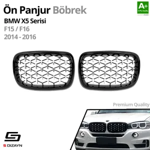 S-Dizayn Bmw X5 F15/F16 Ön Panjur Böbrek Parlak Siyah Çerçeveli Krom Diamond Model 2014-2016 thumb 2