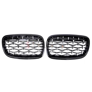 S-Dizayn Bmw X5 E70/E71/E72 Ön Panjur Böbrek Parlak Siyah Çerçeveli Krom Diamond Model 2007-2013 thumb 3