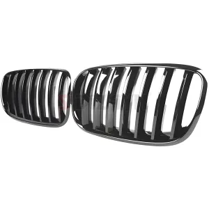 S-Dizayn Bmw X5 E70/E71/E72 Ön Panjur Böbrek Parlak Siyah Piano Black Düz Model 2007-2013 thumb 4