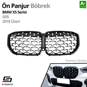 S-Dizayn Bmw X5 G05 Ön Panjur Böbrek Parlak Siyah Çerçeveli Krom Diamond Model 2018 Üzeri thumb 2