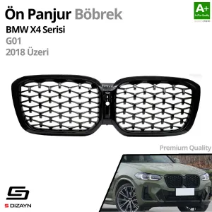 S-Dizayn Bmw X4 G02 Ön Panjur Böbrek Parlak Siyah Piano Black Diamond Model 2018 Üzeri thumb 2