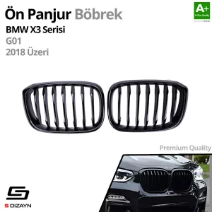 S-Dizayn Bmw X3 G01 Ön Panjur Böbrek Parlak Siyah Piano Black Düz Model 2018 Üzeri thumb 2