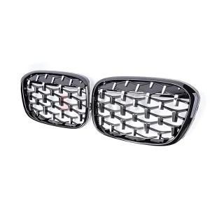 S-Dizayn Bmw X1 F48/F49 Ön Panjur Böbrek Parlak Siyah Çerçeveli Krom Diamond Model 2016 Üzeri thumb 3