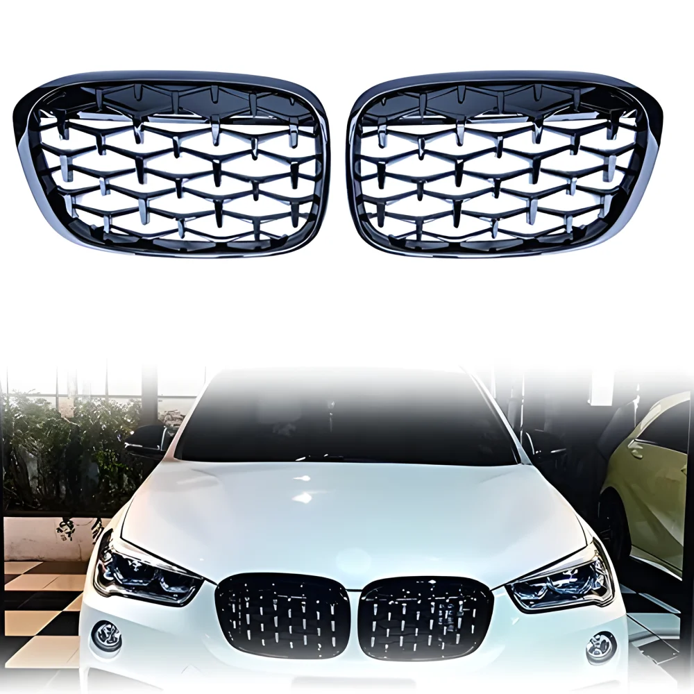 S-Dizayn Bmw X1 F48/F49 Ön Panjur Böbrek Parlak Siyah Piano Black Diamond Model 2016 Üzeri