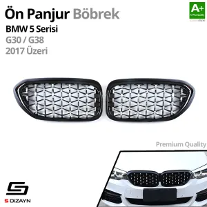 S-Dizayn Bmw 5 Serisi G30/G38 Ön Panjur Böbrek Parlak Siyah Çerçeveli Krom Diamond Model 2017 Üzeri thumb 2