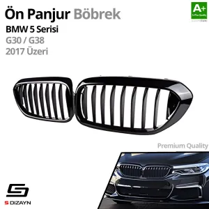 S-Dizayn Bmw 5 Serisi G30/G38 Ön Panjur Böbrek Parlak Siyah Piano Black Düz Model 2017 Üzeri thumb 2
