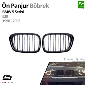 S-Dizayn Bmw 5 Serisi E39 Ön Panjur Böbrek Parlak Siyah Piano Black Düz Model 1996-2003 thumb 2