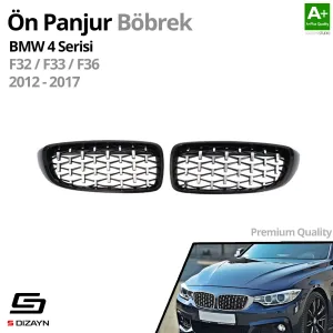 S-Dizayn Bmw 4 Serisi F32/F33/F36 Ön Panjur Böbrek Parlak Siyah Çerçeveli Krom Diamond Model 2012-2017 thumb 2