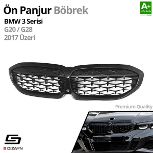 S-Dizayn Bmw 3 Serisi G20/G28 Ön Panjur Böbrek Parlak Siyah Piano Black Diamond Model 2017 Üzeri thumb 2