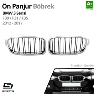 S-Dizayn Bmw 3 Serisi F30/F31/F35 Ön Panjur Böbrek Parlak Krom M3 Model 2012-2017 thumb 2