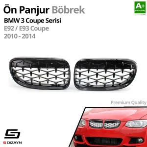 S-Dizayn Bmw 3 Serisi Coupe E92/E93 Coupe Ön Panjur Böbrek Parlak Siyah Piano Black Diamond Model 2010-2014 thumb 2
