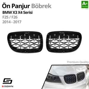 S-Dizayn Bmw 3 Serisi E90/E91 Ön Panjur Böbrek Parlak Siyah Çerçeveli Krom Diamond Model 2009-2012 thumb 2