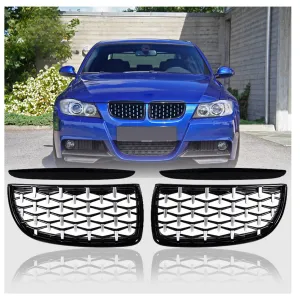 BMW 3 Serisi 2004-2013 (E90) uyumlu E90/E91 Ön Panjur Böbrek Parlak Siyah Çerçeveli Krom Diamond Model 2005-2008 modelleri DRS Tuning'de. Kaliteli malzeme,