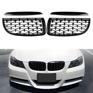 BMW 3 Serisi 2004-2013 (E90) uyumlu E90/E91 Ön Panjur Böbrek Parlak Siyah Piano Black Diamond Model 2005-2008 modelleri DRS Tuning'de. Kaliteli malzeme, hızlı