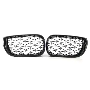 S-Dizayn Bmw 3 Serisi E46 Ön Panjur Böbrek Parlak Siyah Çerçeveli Krom Diamond Model 2002-2005 thumb 3