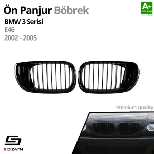 S-Dizayn Bmw 3 Serisi E46 Ön Panjur Böbrek Parlak Siyah Piano Black M3 Model 2002-2005 thumb 2