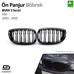 S-Dizayn Bmw 3 Serisi E46 Coupe Ön Panjur Böbrek Parlak Siyah Piano Black M3 Model 2002-2005 thumb 2