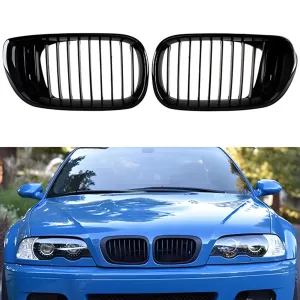 BMW 3 Serisi 1997-2006 (E46) uyumlu E46 Ön Panjur Böbrek Parlak Siyah Piano Black Düz Model 1999-2001 modelleri DRS Tuning'de. Kaliteli malzeme, hızlı kargo ve