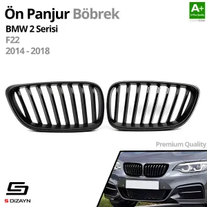S-Dizayn Bmw 2 Serisi F22 Ön Panjur Böbrek Parlak Siyah Piano Black Düz Model 2014-2017 thumb 2