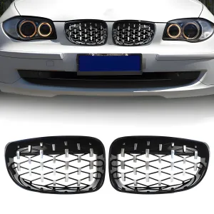 BMW 1 Serisi 2004-2011 (E81) uyumlu E81/E87 Ön Panjur Böbrek Parlak Siyah Çerçeveli Krom Diamond Model 2008-2012 modelleri DRS Tuning'de. Kaliteli malzeme,