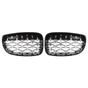 S-Dizayn Bmw 1 Serisi E81/E87 Ön Panjur Böbrek Parlak Siyah Çerçeveli Krom Diamond Model 2008-2012 thumb 3