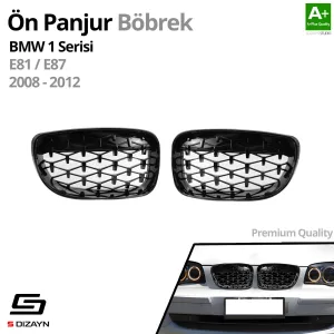 S-Dizayn Bmw 1 Serisi E81/E87 Ön Panjur Böbrek Parlak Siyah Piano Black Diamond Model 2008-2012 thumb 2