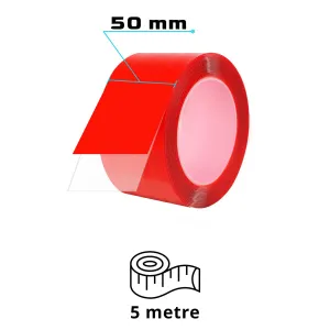 S-Dizayn Çift Taraflı Bant 50mm x 5 Metre Şeffaf Silikon VHB Bant A+Kalite thumb 2