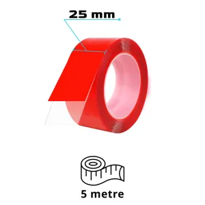 S-Dizayn Çift Taraflı Bant 25mm x 5 Metre Şeffaf Silikon VHB Bant A+Kalite thumb 2